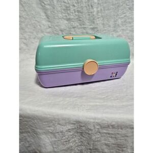 Vintage Caboodles Box makeup case model 5626 Teal/Lavender With Trays and mirror